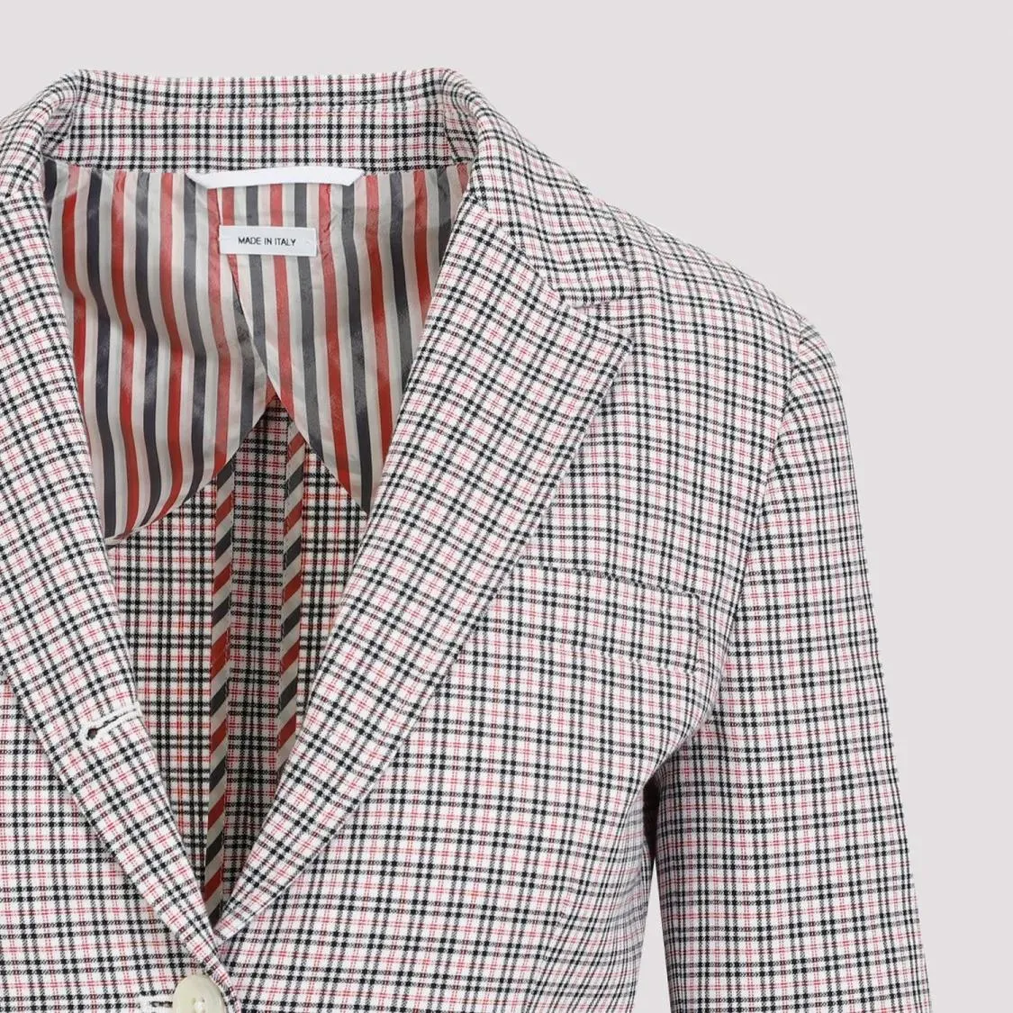 Thom Browne - Small Check White Cotton Jacket - Größe 40 - weiß – Bild 2