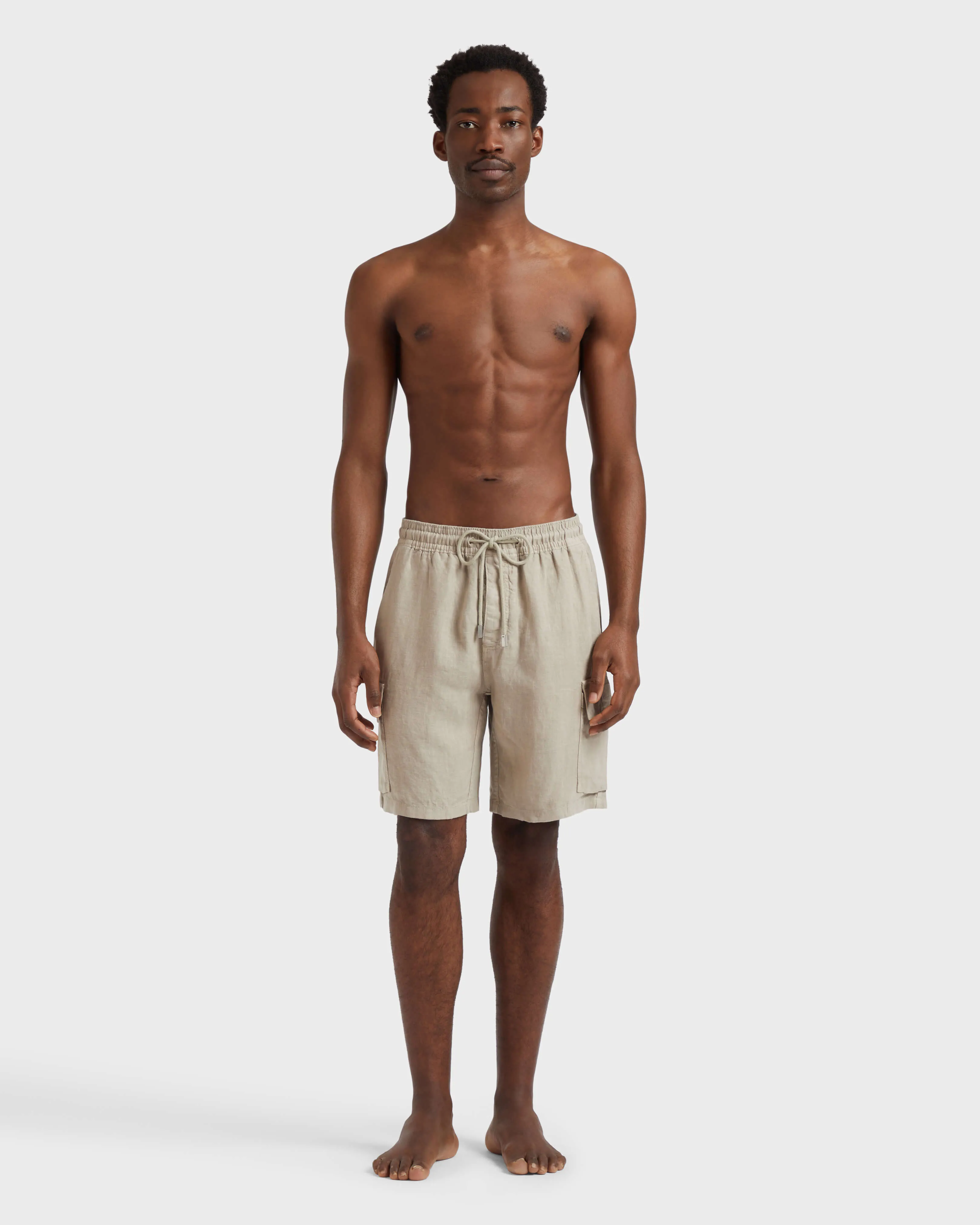 Vilebrequin - Einfarbige Leinen-bermudashorts Mit Cargotaschen Für Herren - Bermuda - Baie - Beige - Größe 5XL – Bild 3