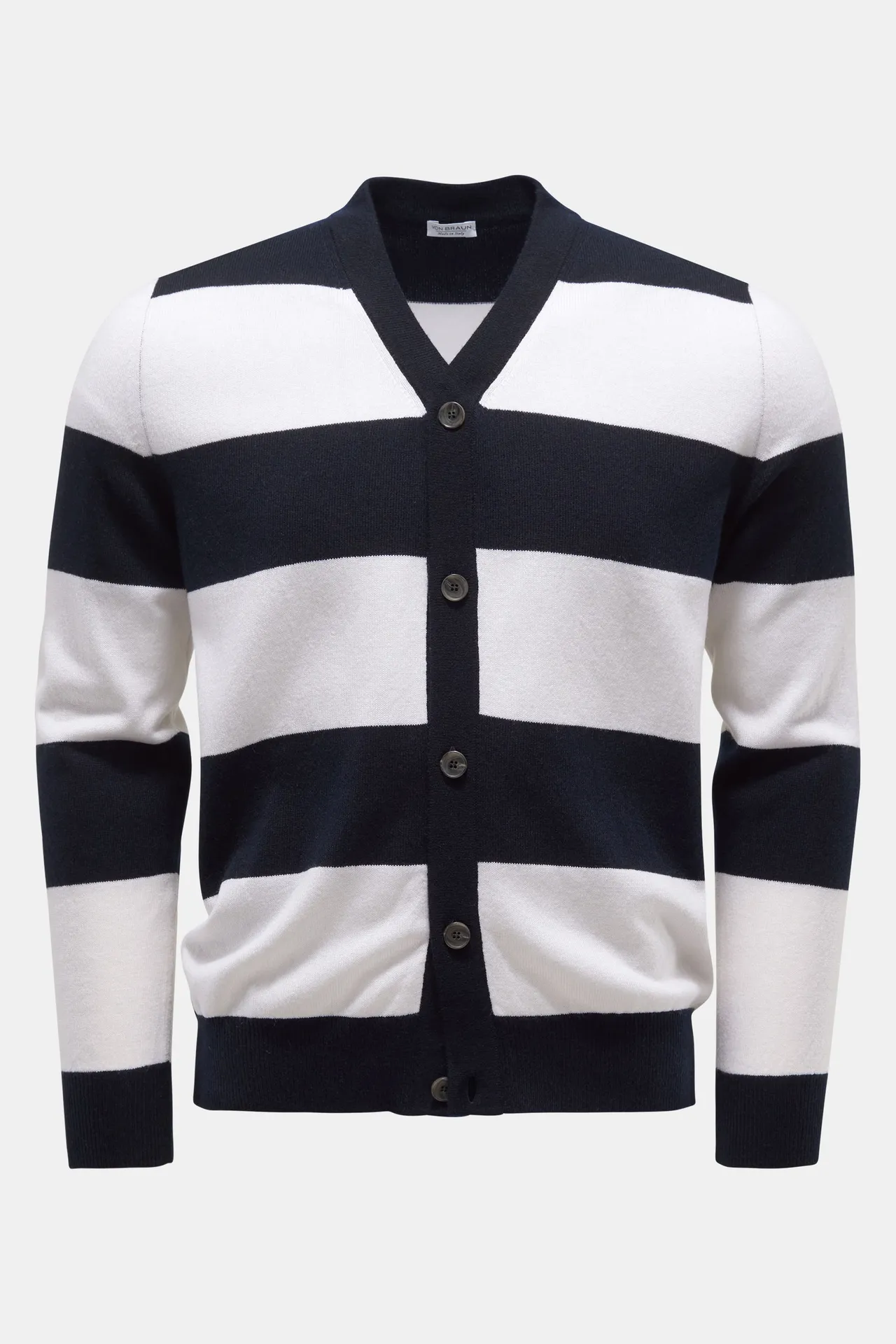 von Braun - Herren - Cashmere Cardigan navy/offwhite gestreift von Braun - Herren - Cashmere Cardigan navy/offwhite gestreift