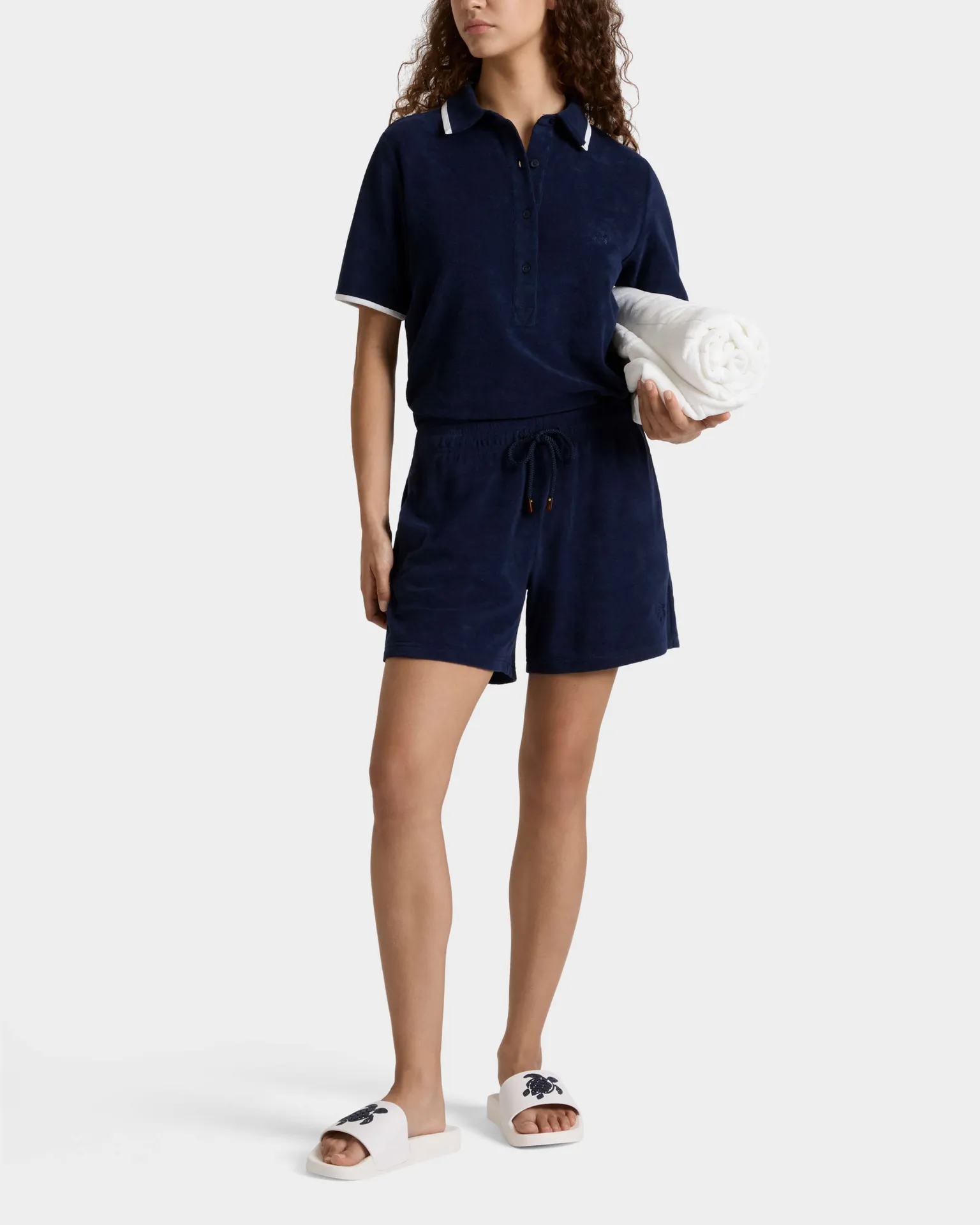 Vilebrequin - Solid Frottee-shorts Für Damen - Shorty - Liona - Blau - Größe XS – Bild 3