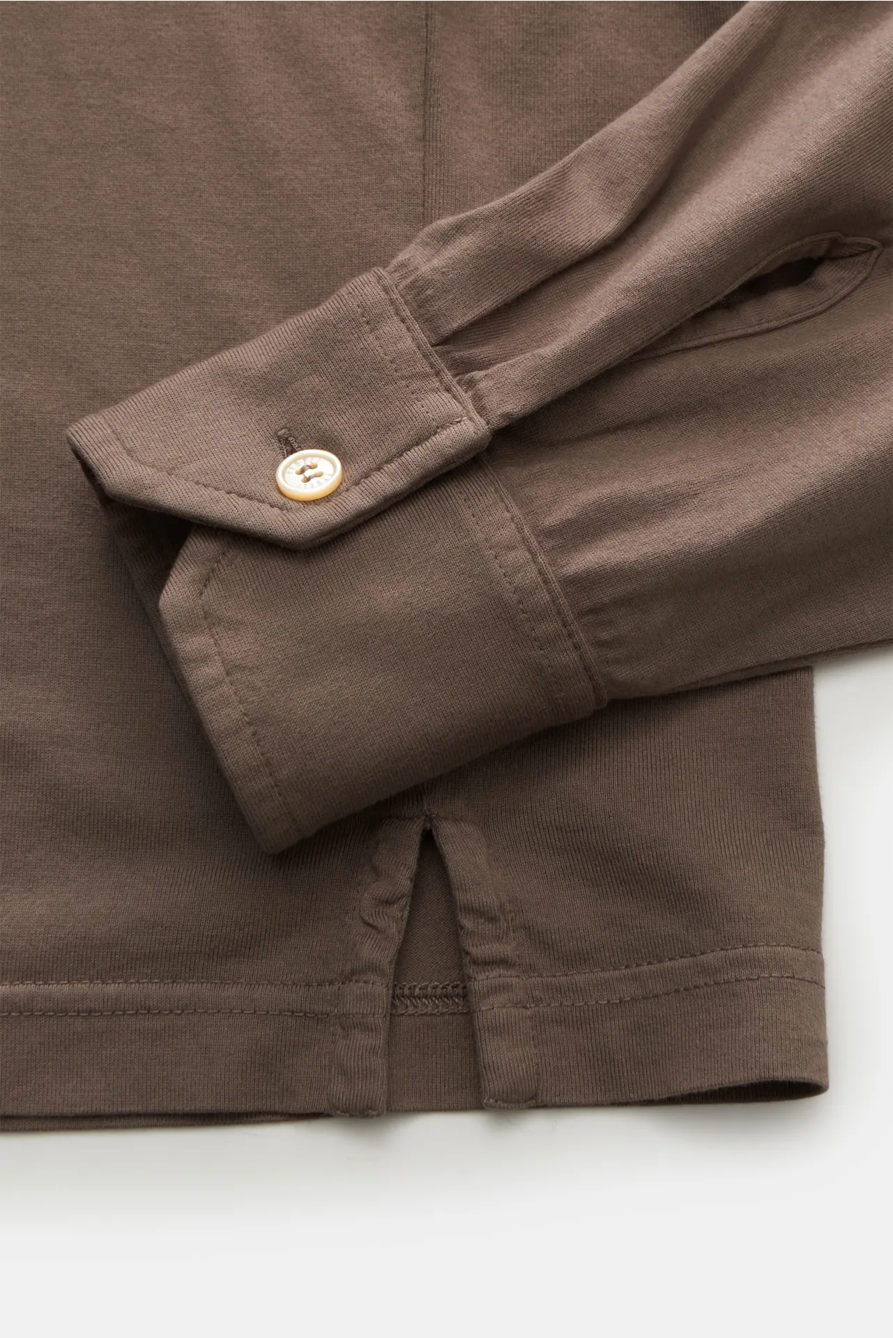 Fedeli - Herren - Jersey Longsleeve-Poloshirt 'Zero' graubraun – Bild 3