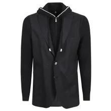 Eleventy - Tailored Blazer With Ribbed Knit Sleeves - Größe L - schwarz Eleventy - Tailored Blazer With Ribbed Knit Sleeves - Größe L - schwarz