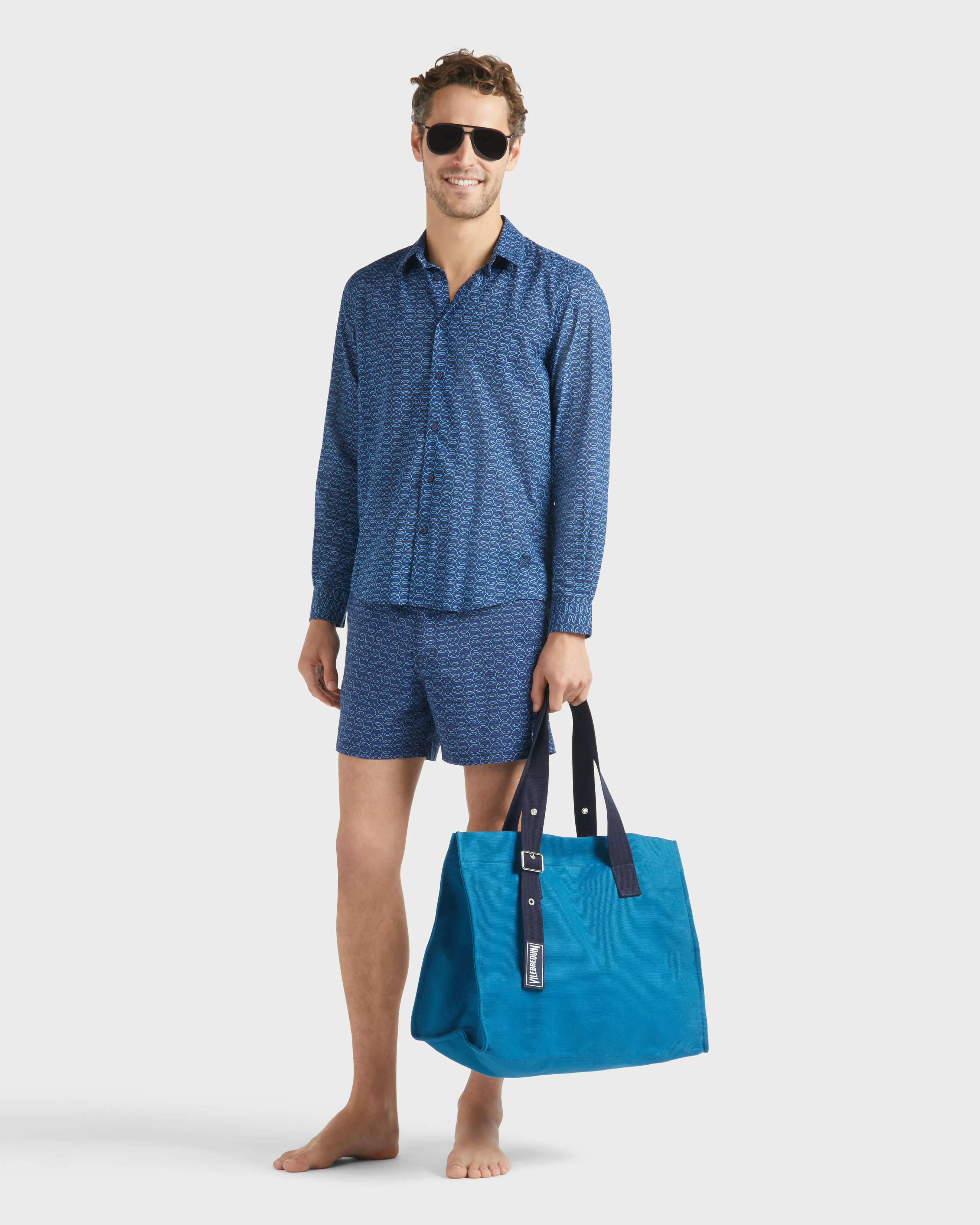 Vilebrequin - Kurze Fish Net Badeshorts Mit Flachem Bund Für Herren - Bademode - Menise - Blau - Größe M – Bild 5