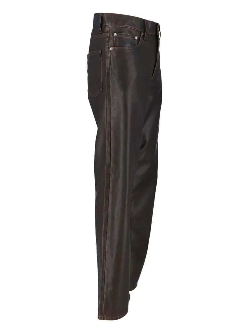 Sunflower - High-Waisted Brown Eco-Leather Straight-Leg Trouse - Größe 31 - schwarz – Bild 4