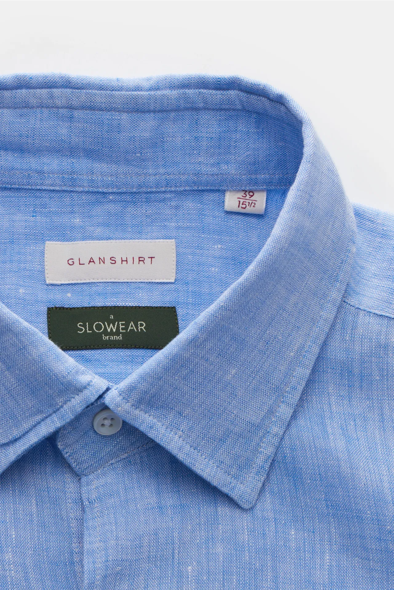 Glanshirt - Herren - Leinenhemd schmaler Kragen blau/weiß meliert – Bild 2