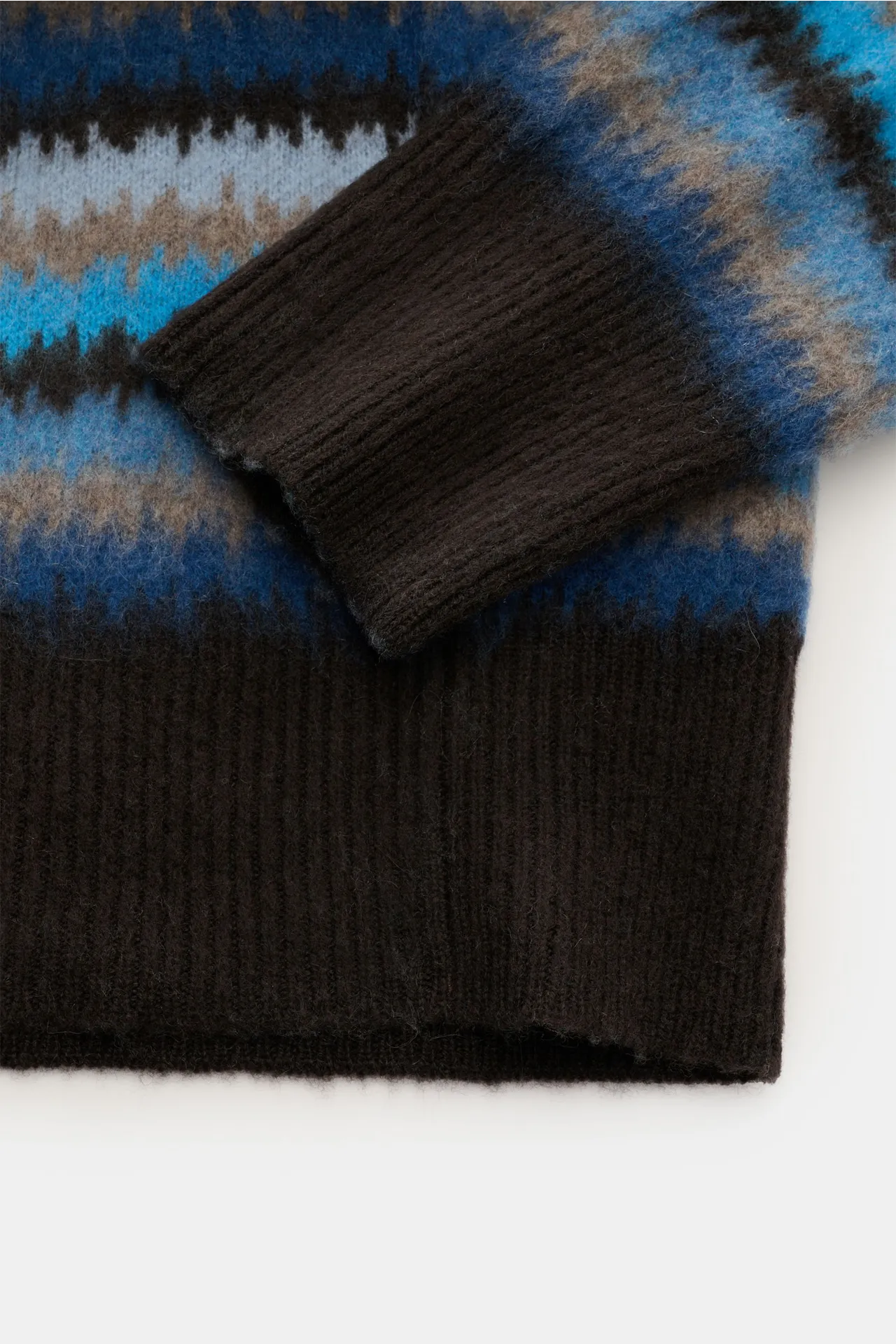 Piacenza 1733 - Herren - Cashmere Rundhalspullover dunkelbraun/blau/beige gestreift – Bild 3