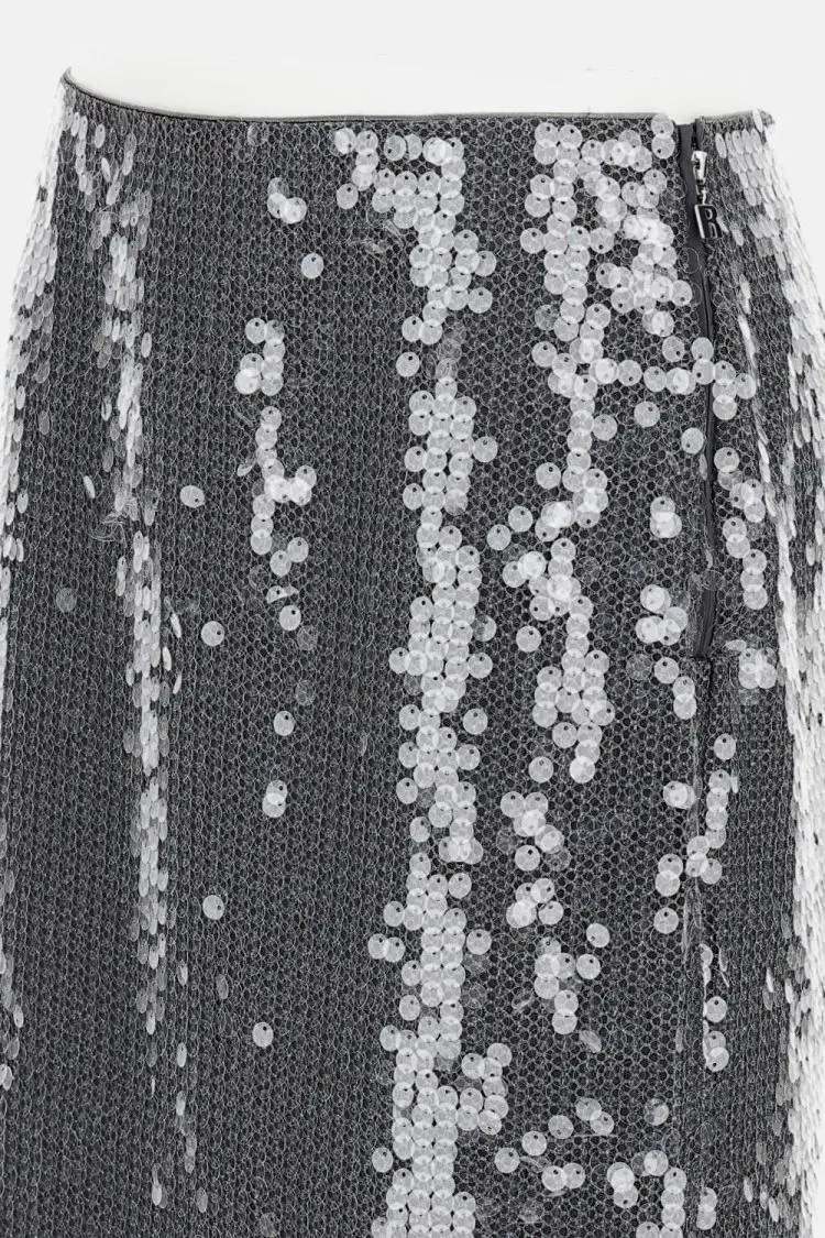 Rotate - Sequined Mesh Midi Skirt - Größe 34 - silberfarben – Bild 2