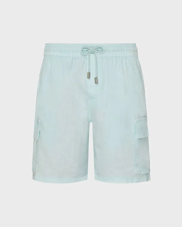 Vilebrequin - Natural Dye Leinen-bermudashorts Mit Cargotaschen Für Herren - Bermuda - Baie - Blau - Größe M Vilebrequin - Natural Dye Leinen-bermudashorts Mit Cargotaschen Für Herren - Bermuda - Baie - Blau - Größe M