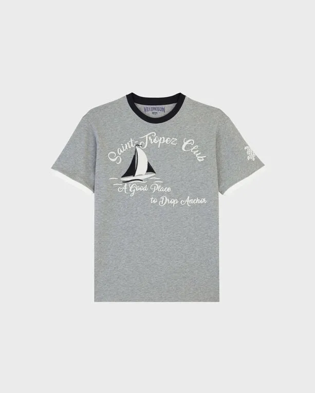 Vilebrequin - Yarn Dye Sail T-shirt Aus Baumwolle Für Herren - T-shirt - Portisol - Grau - Größe XL Vilebrequin - Yarn Dye Sail T-shirt Aus Baumwolle Für Herren - T-shirt - Portisol - Grau - Größe XL