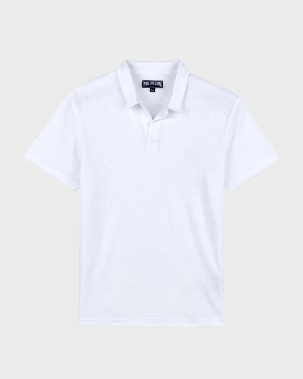 Vilebrequin - Einfarbiges Polohemd Aus Leinenjersey Für Herren - Polohemd - Pyramid - Weiss - Größe XL Vilebrequin - Einfarbiges Polohemd Aus Leinenjersey Für Herren - Polohemd - Pyramid - Weiss - Größe XL