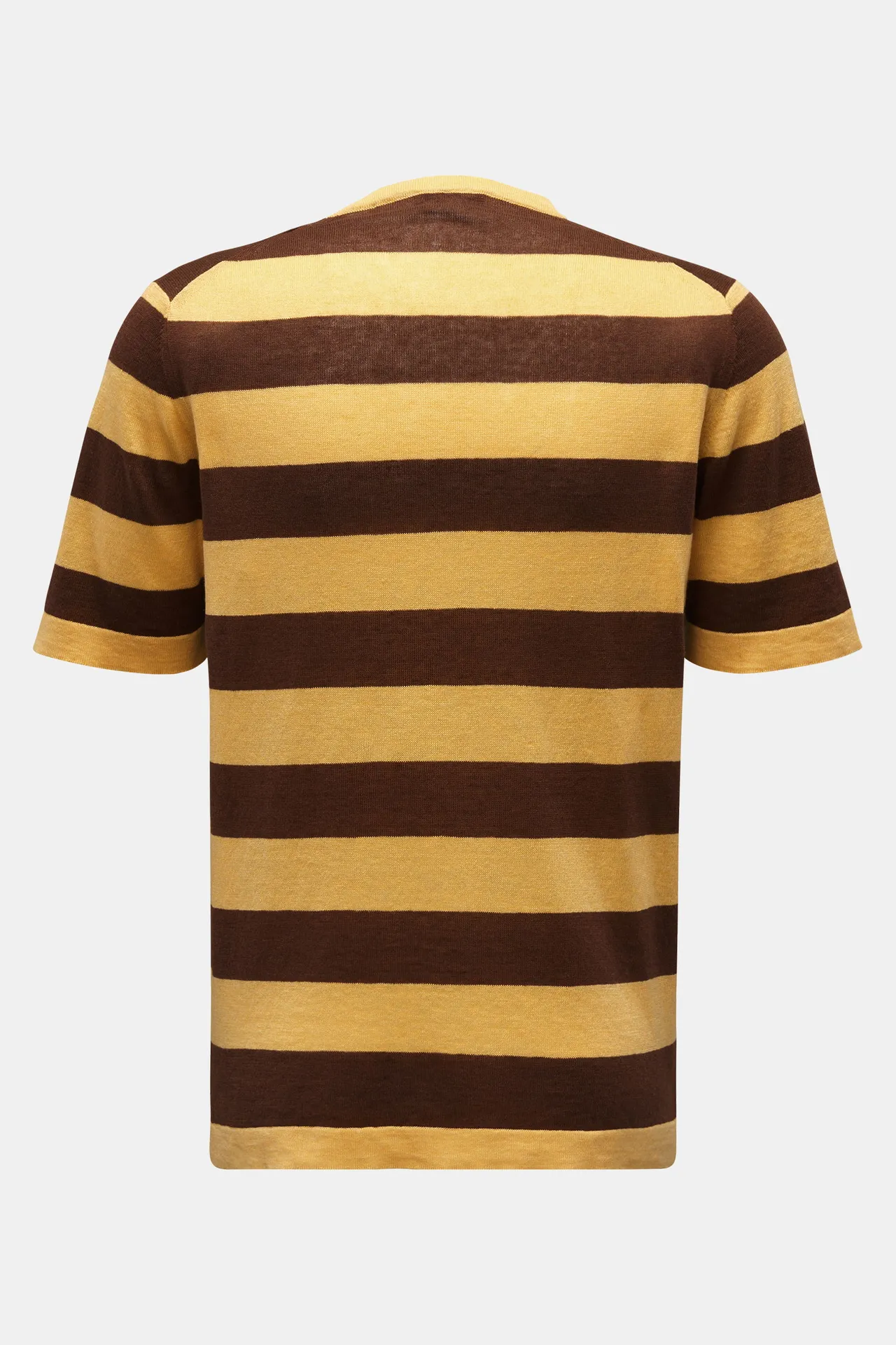 04651/ A trip in a bag - Herren - Kurzarm-Pullover 'Striped Tee' gelb/braun gestreift – Bild 3