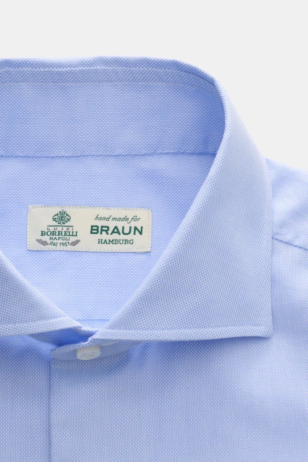 Borrelli - Herren - Oxford Hemd 'Nando' Haifisch-Kragen hellblau – Bild 2