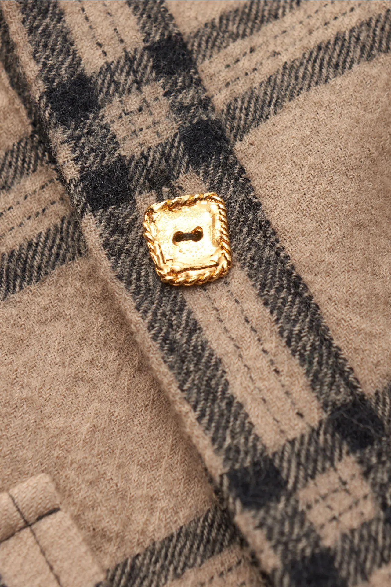 Nick Fouquet - Herren - Casual Hemd schmaler Kragen hellbraun/schwarz kariert – Bild 4