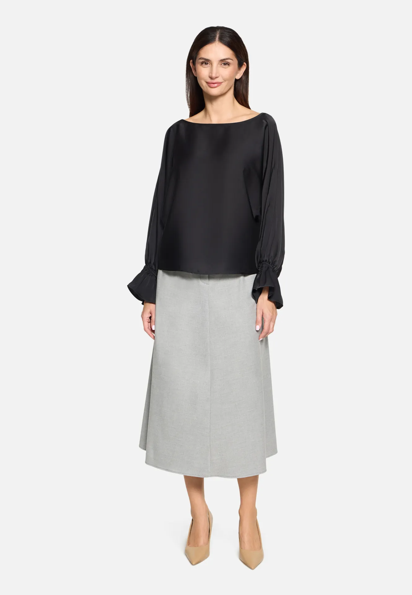 Satin-Bluse mit U-Boot-Ausschnitt – Bild 2