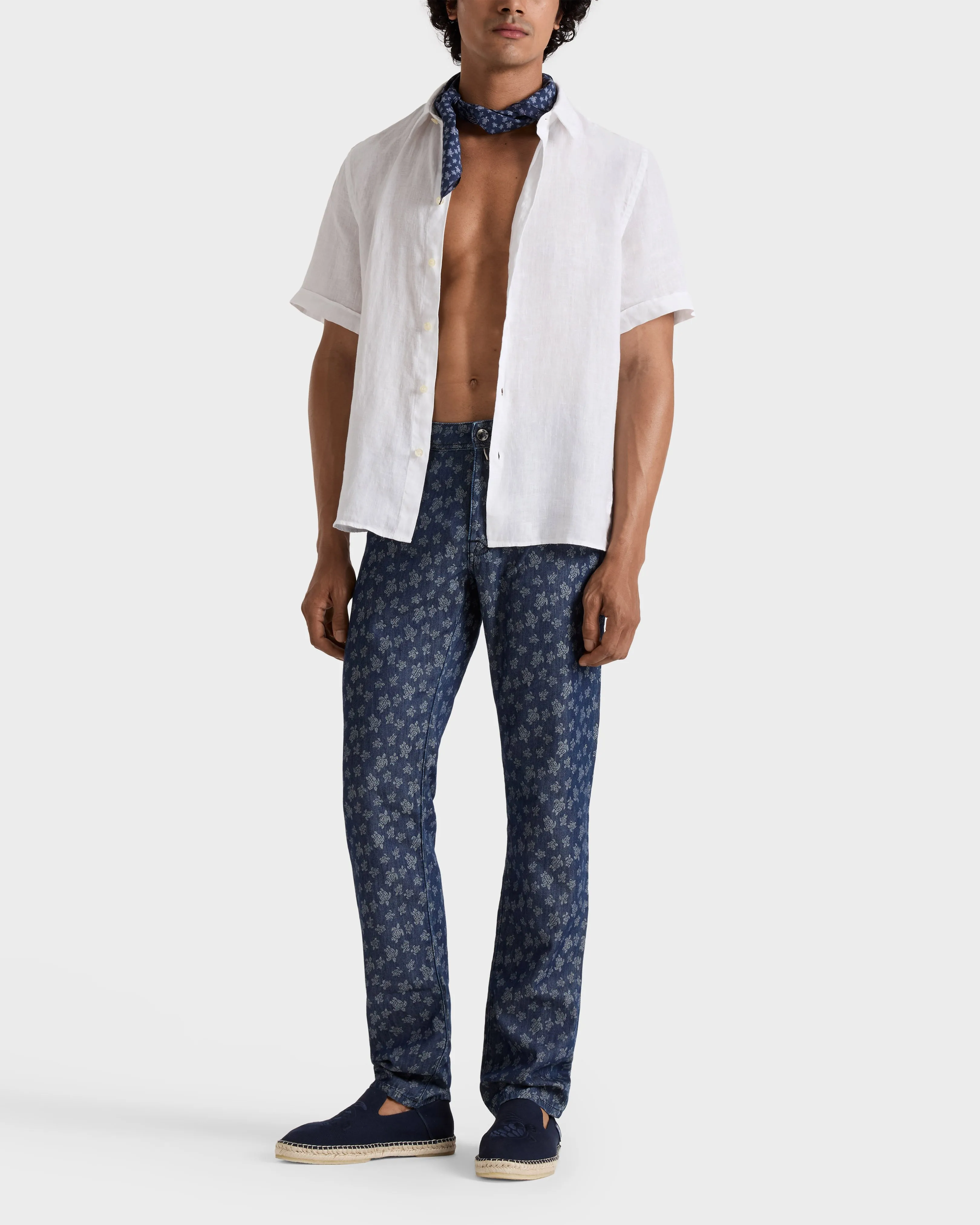 Vilebrequin - Ronde Des Tortues Jacquard Hose Aus Leichtem Denim Für Herren - Jeanshose - Gbetta18 - Blau - Größe 32 – Bild 3