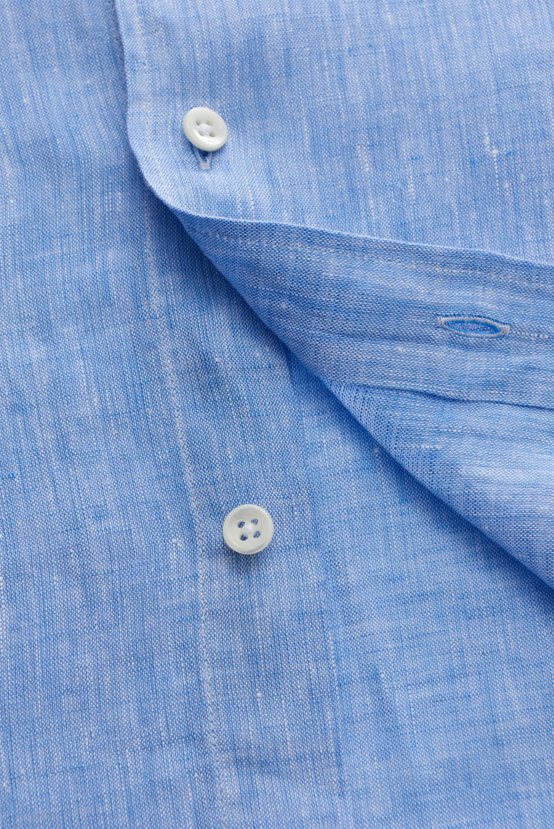 Glanshirt - Herren - Leinenhemd schmaler Kragen blau/weiß meliert – Bild 4