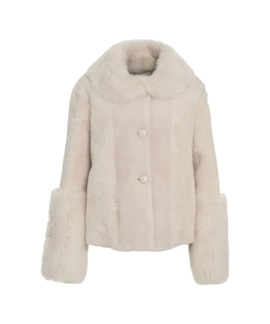 Desa 1972 - Shearling Coat With Plush Collar And Wide Cuffs - Größe 38 - grau Desa 1972 - Shearling Coat With Plush Collar And Wide Cuffs - Größe 38 - grau