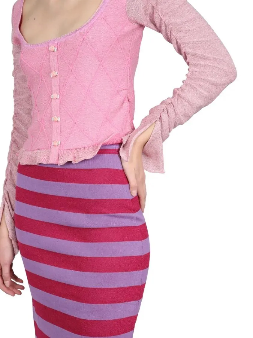 Cormio - Ruffled Sleeves Cardigan - Größe 42 - pink – Bild 2