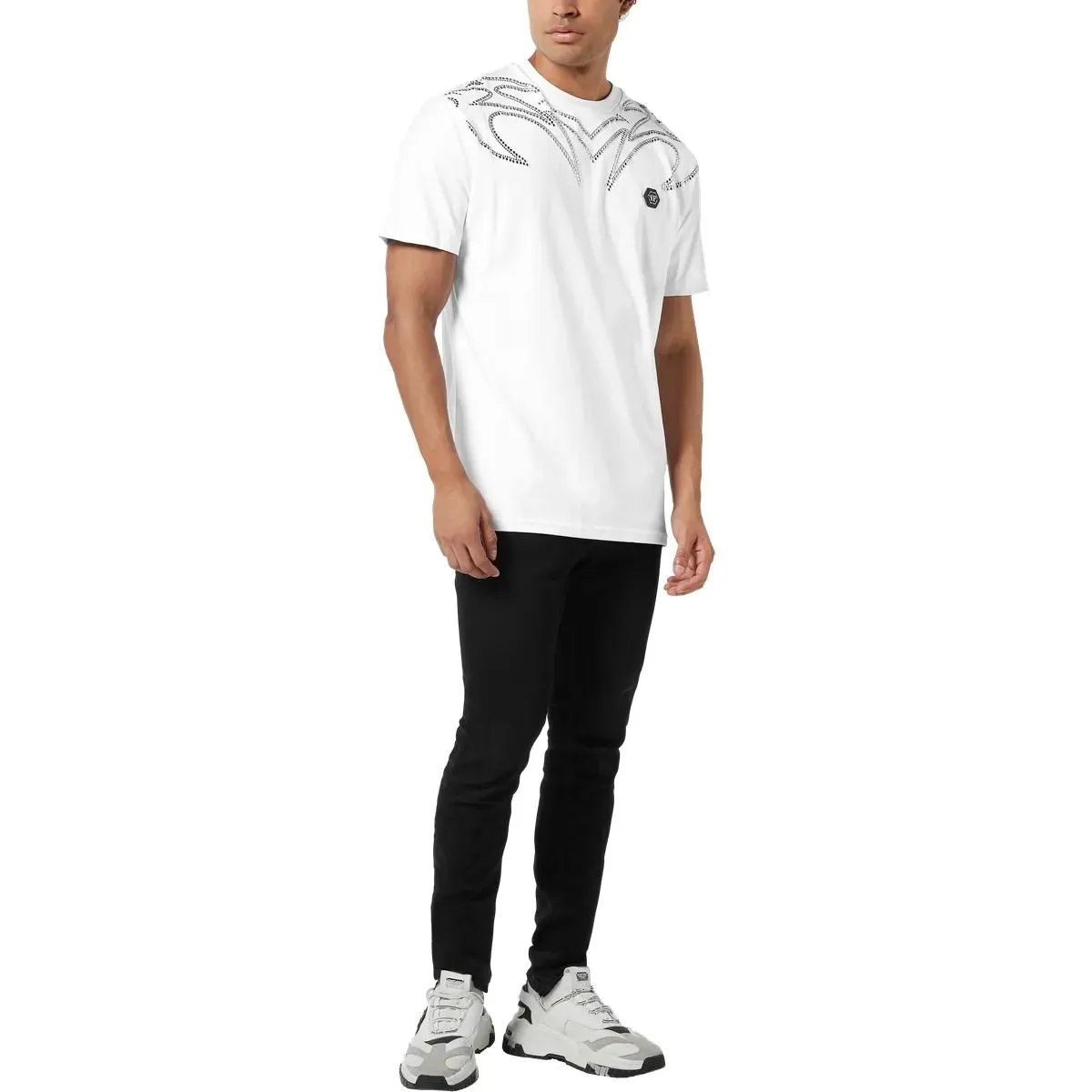 Philipp Plein - T-Shirt Rundhalsausschnitt Ss Mit Nieten Verziert - Größe 3XL - weiß – Bild 2