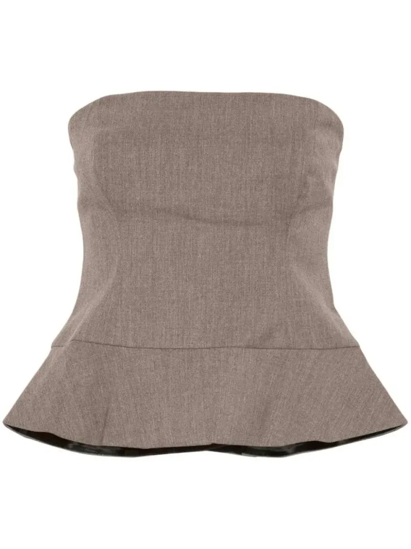 BEAU FILLE - Tailored Strapless Brown Blouse - Größe 4 - braun – Bild 2