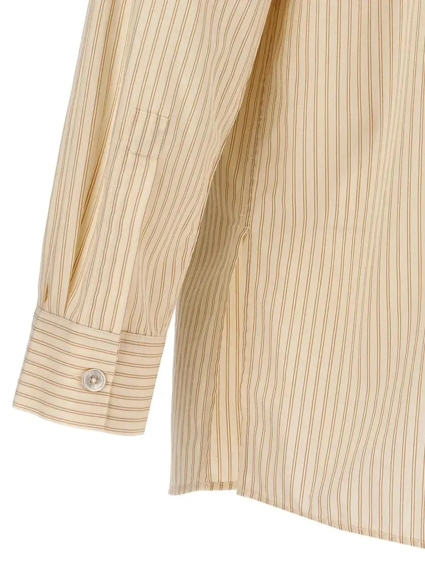 Birkenstock - Striped Cotton Poplin Shirt - Größe M - beige – Bild 2
