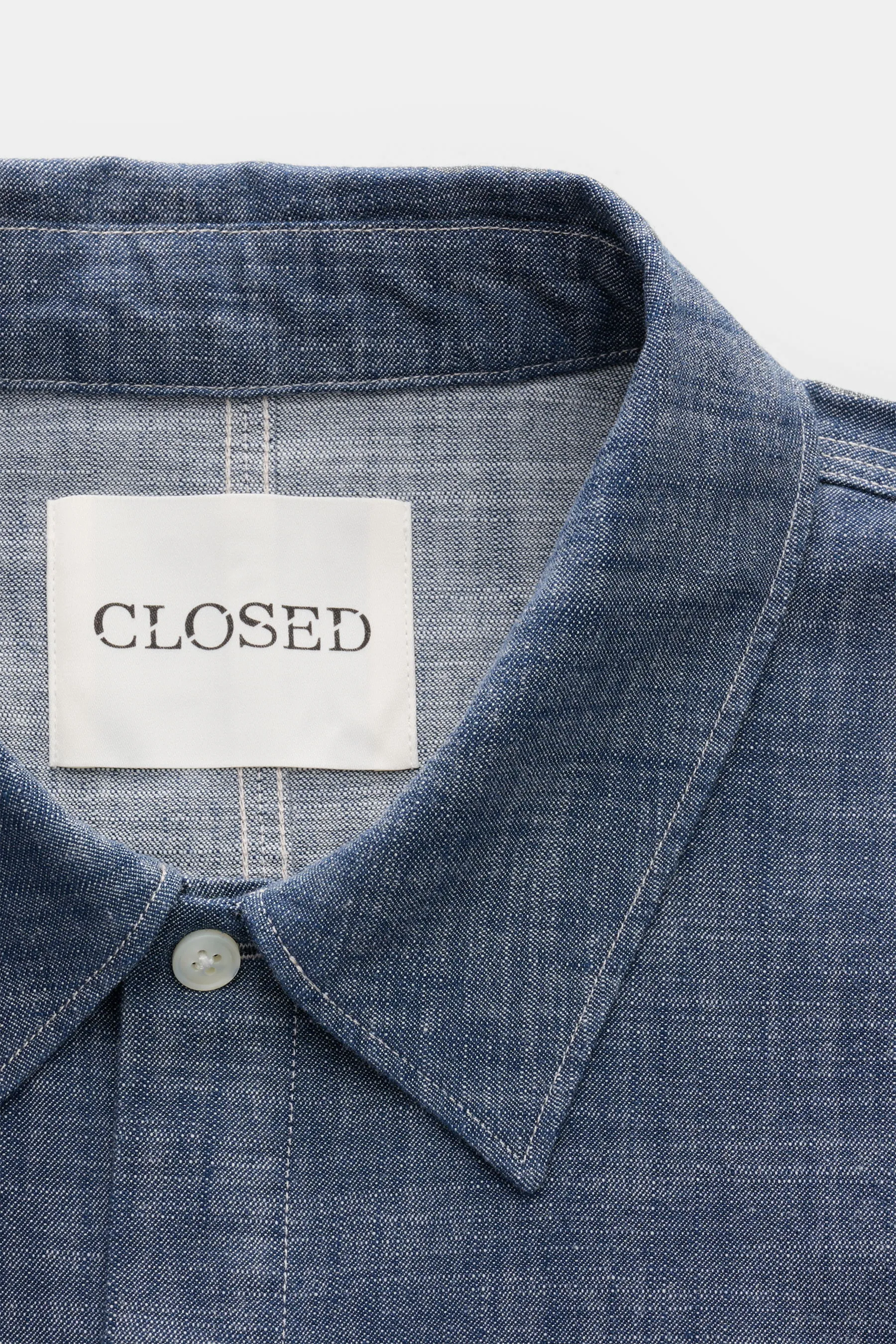 Closed - Herren - Chambray-Hemd schmaler Kragen graublau – Bild 2