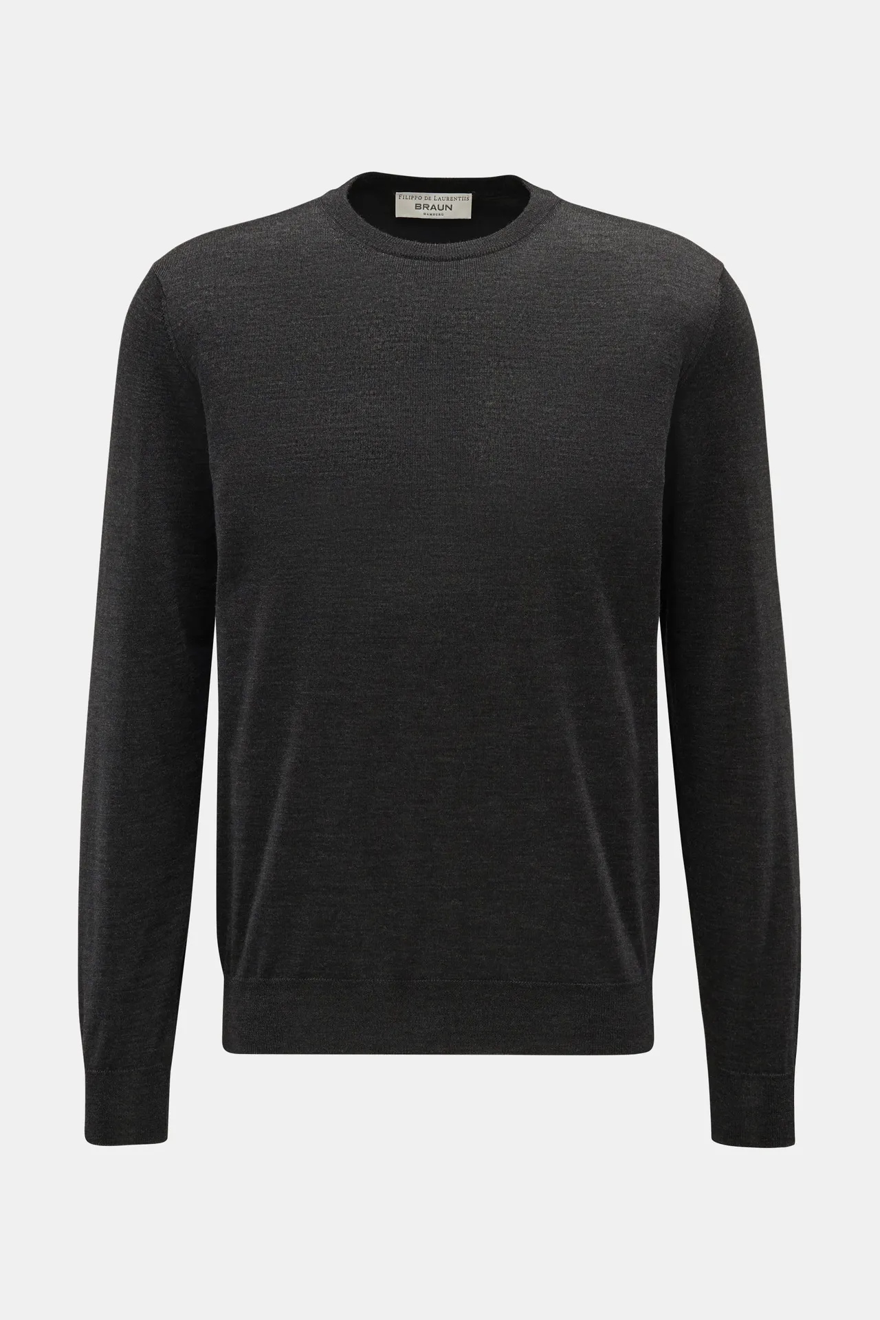 Filippo de Laurentiis - Herren - Merino Feinstrick-Rundhalspullover dunkelgrau meliert Filippo de Laurentiis - Herren - Merino Feinstrick-Rundhalspullover dunkelgrau meliert