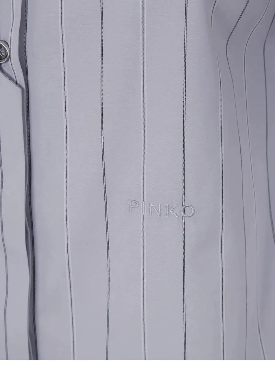 Pinko - Short Sleeve Grey Shirt With Vertical Stripes - Größe 38 - bunt – Bild 2