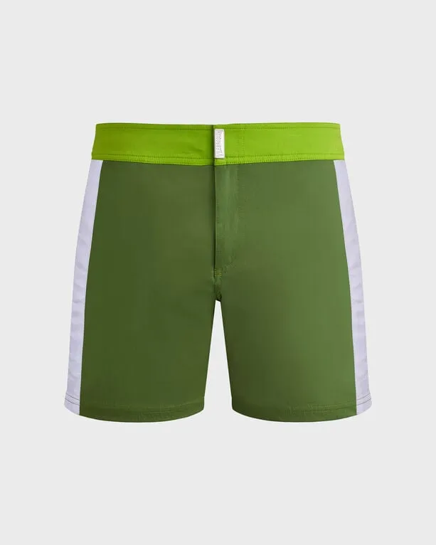 Vilebrequin - Color Block Stretch-badeshorts Mit Flachem Bund Für Herren - Bademode - Merle - Grün - Größe L Vilebrequin - Color Block Stretch-badeshorts Mit Flachem Bund Für Herren - Bademode - Merle - Grün - Größe L