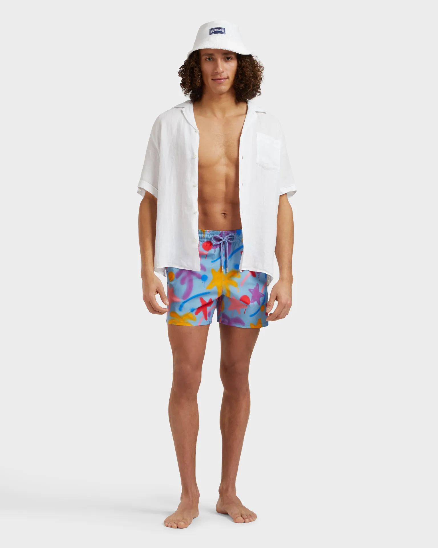 Vilebrequin - Kurze Spray Paint Stretch-badeshorts Für Herren - Vbq X Palm Angels - Bademode - Monrise - Blau - Größe XXL – Bild 5