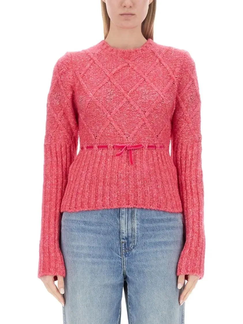 Cormio - Textured Diamond Knit Sweater - Größe 38 - rot Cormio - Textured Diamond Knit Sweater - Größe 38 - rot