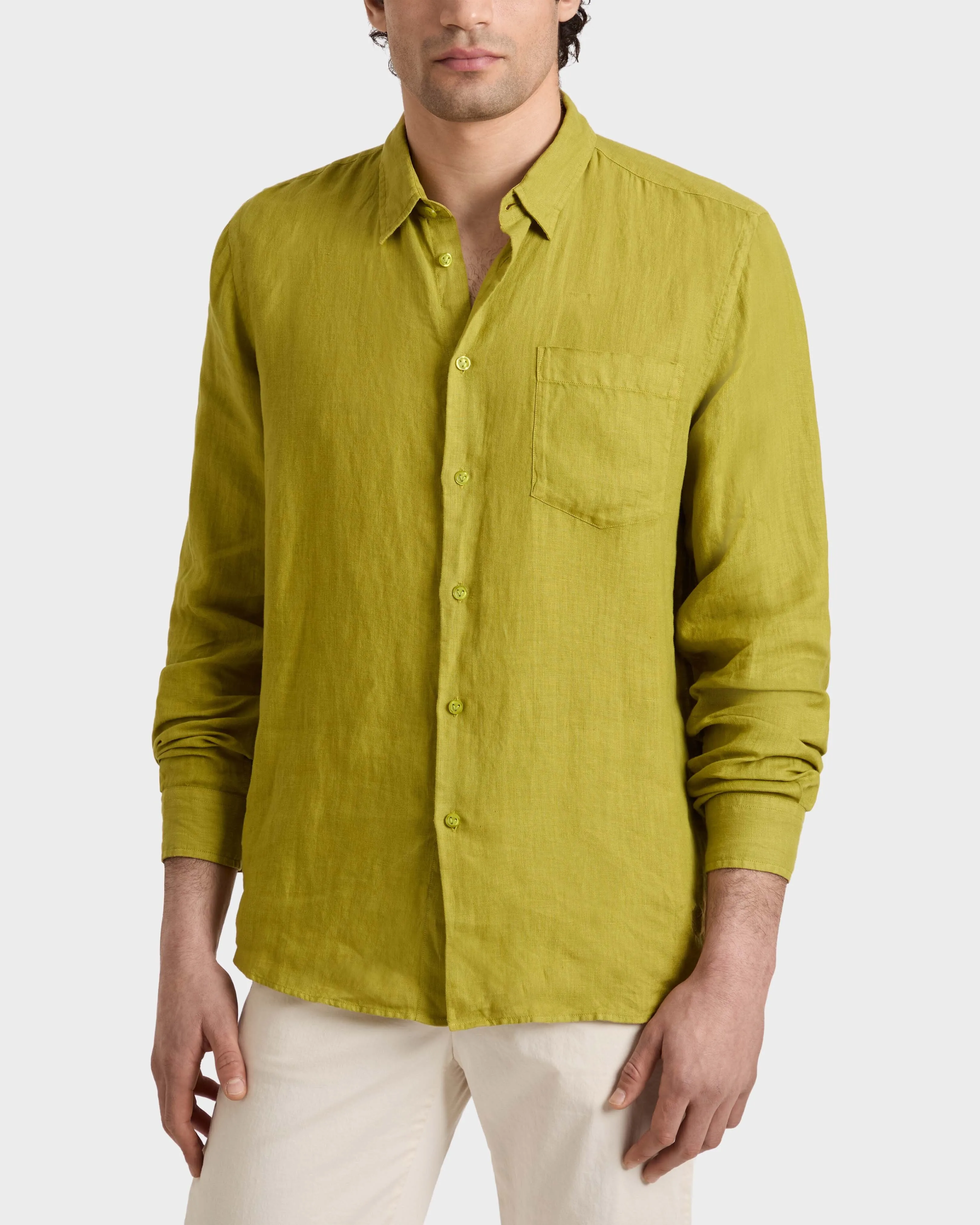 Vilebrequin - Einfarbiges Hemd Aus Leinen Für Herren - Hemd - Caroubis - Grün - Größe L – Bild 3