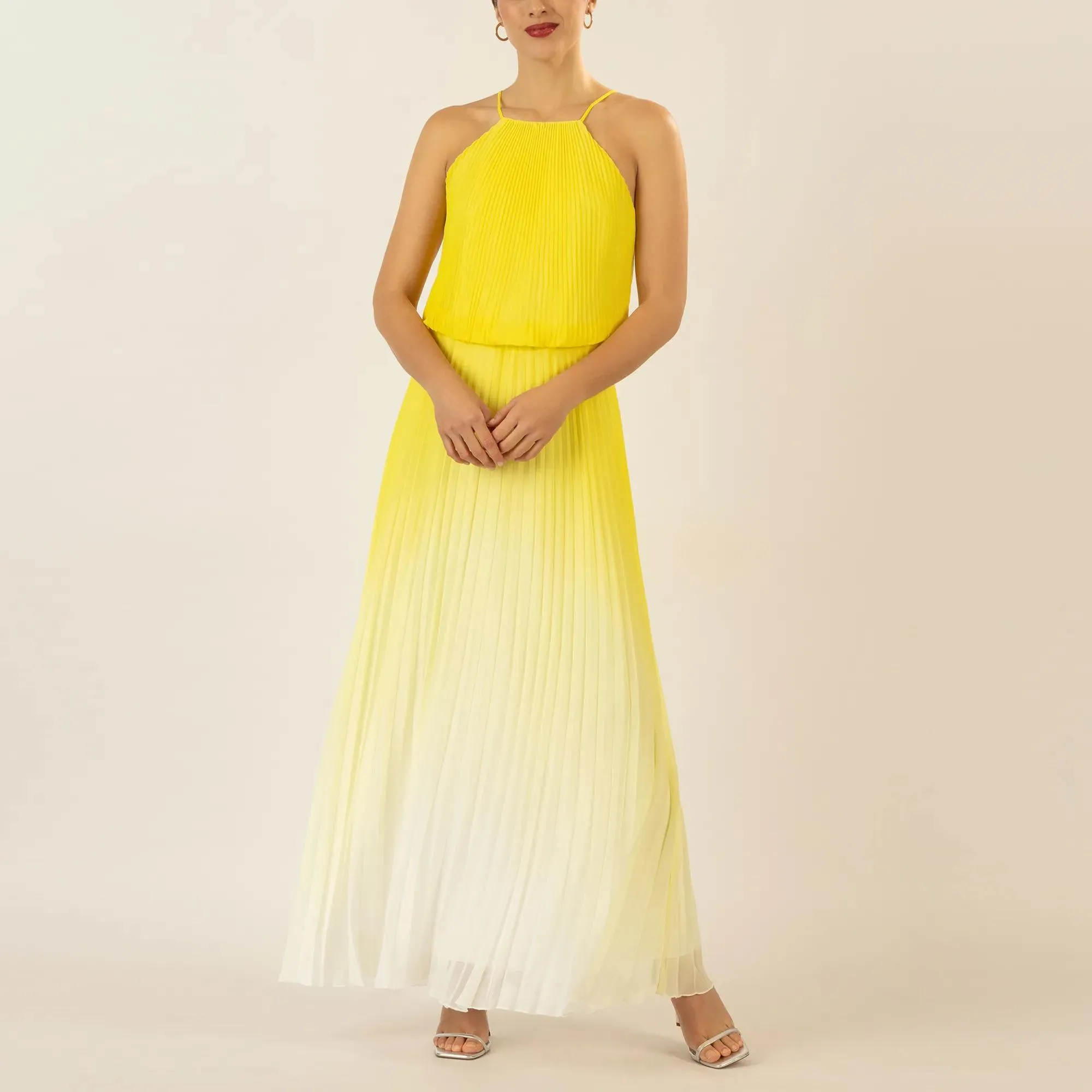 Apart - langes Plisseekleid - Größe 44 - gelb – Bild 4