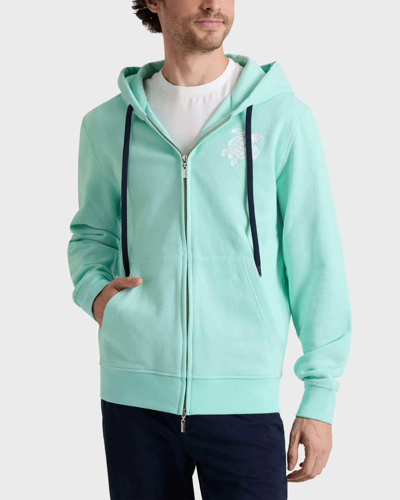 Vilebrequin - Baumwoll-cardigan Mit Durchgehendem Reißverschluss Und Großer Schildkrötenstickerei Für Herren - Sweatshirt - Malanti - Grün - Größe XL – Bild 3