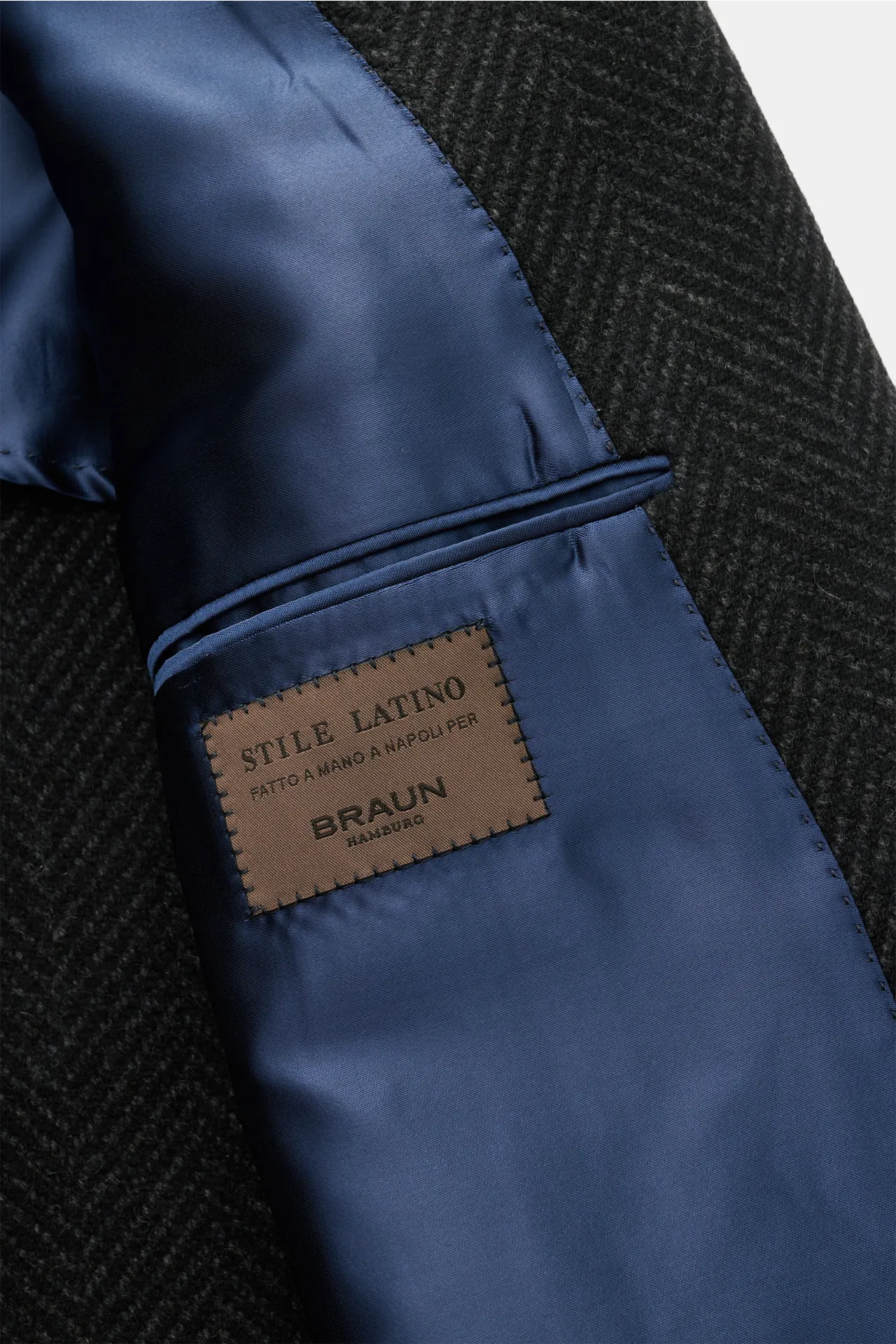 Stile Latino - Herren - Cashmere Mantel 'Eros' dunkelgrau/schwarz gemustert – Bild 5