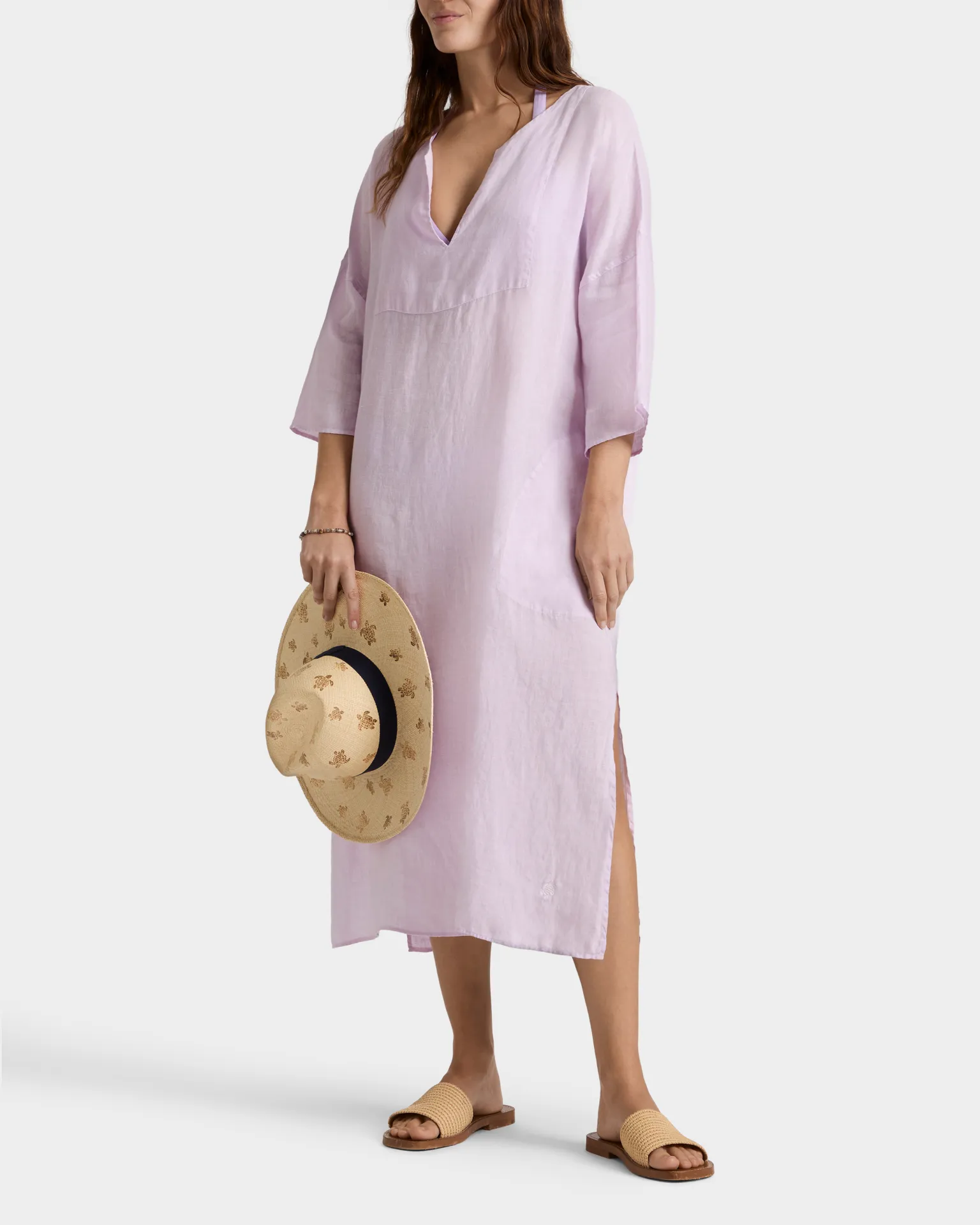 Vilebrequin - Women Linen Kaftan Solid - Kaftan - Logan - Violett - Größe L/XL – Bild 3