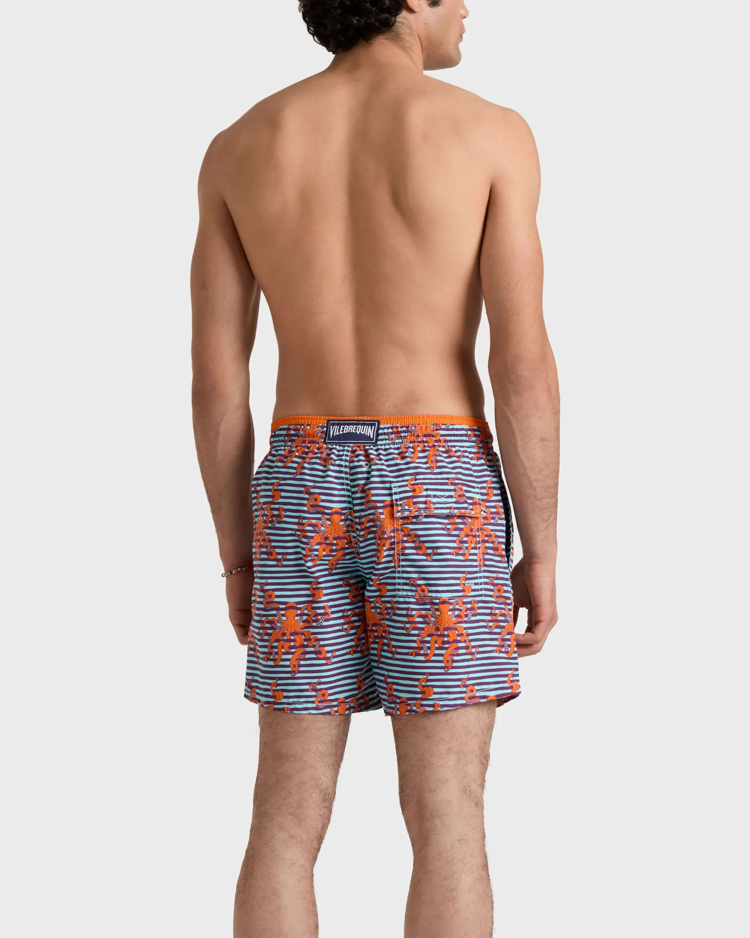 Vilebrequin - Zweifarbige Octopus Badeshorts Mit Streifen Für Herren - Bademode - Moka - Blau - Größe XXL – Bild 4
