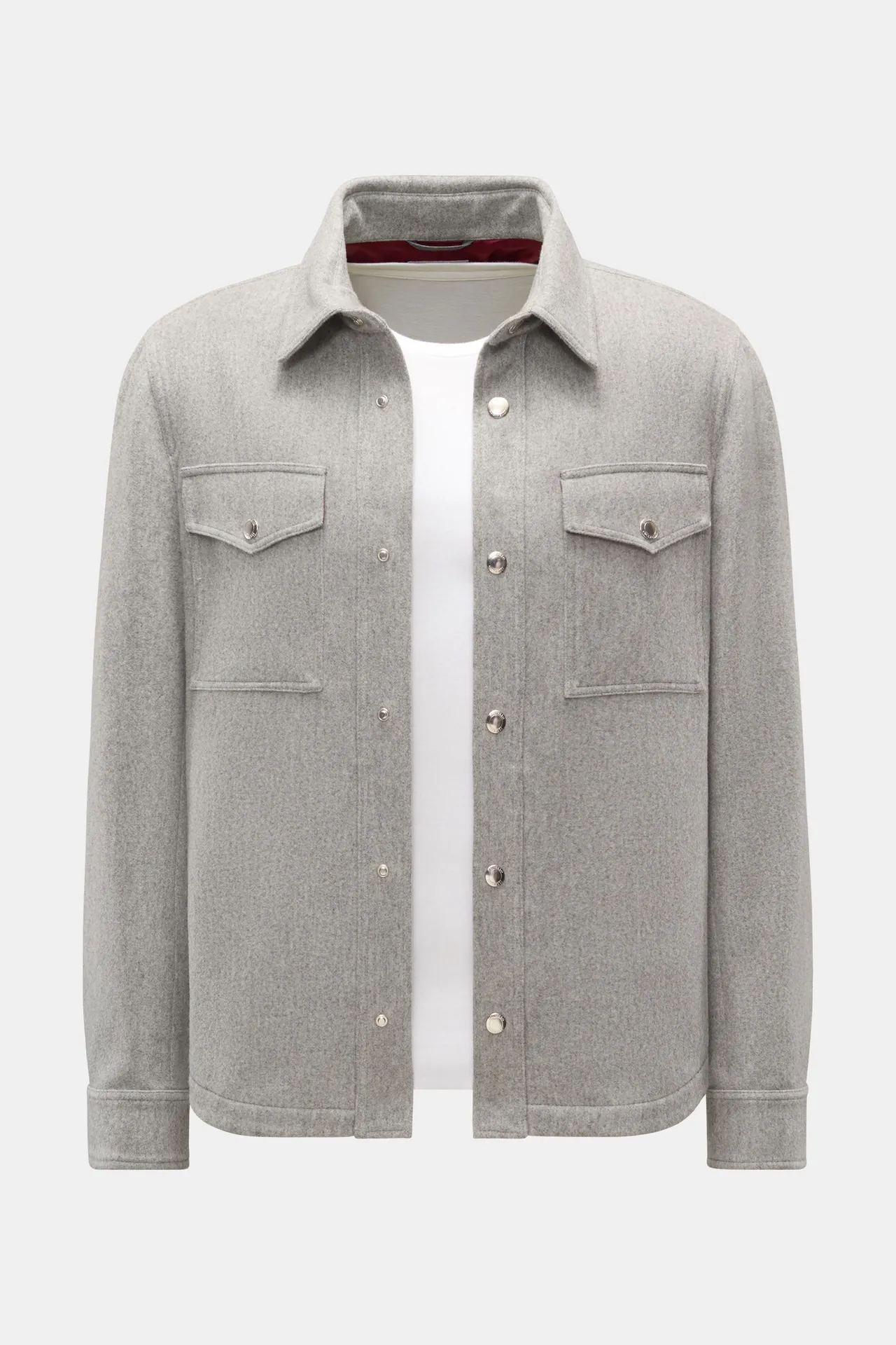 Brunello Cucinelli - Herren - Cashmere Overshirt grau meliert Brunello Cucinelli - Herren - Cashmere Overshirt grau meliert