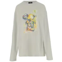 WE11 Done - Long-Sleeved Cotton Sweater With Teddy Bear Print - Größe XS - grün WE11 Done - Long-Sleeved Cotton Sweater With Teddy Bear Print - Größe XS - grün