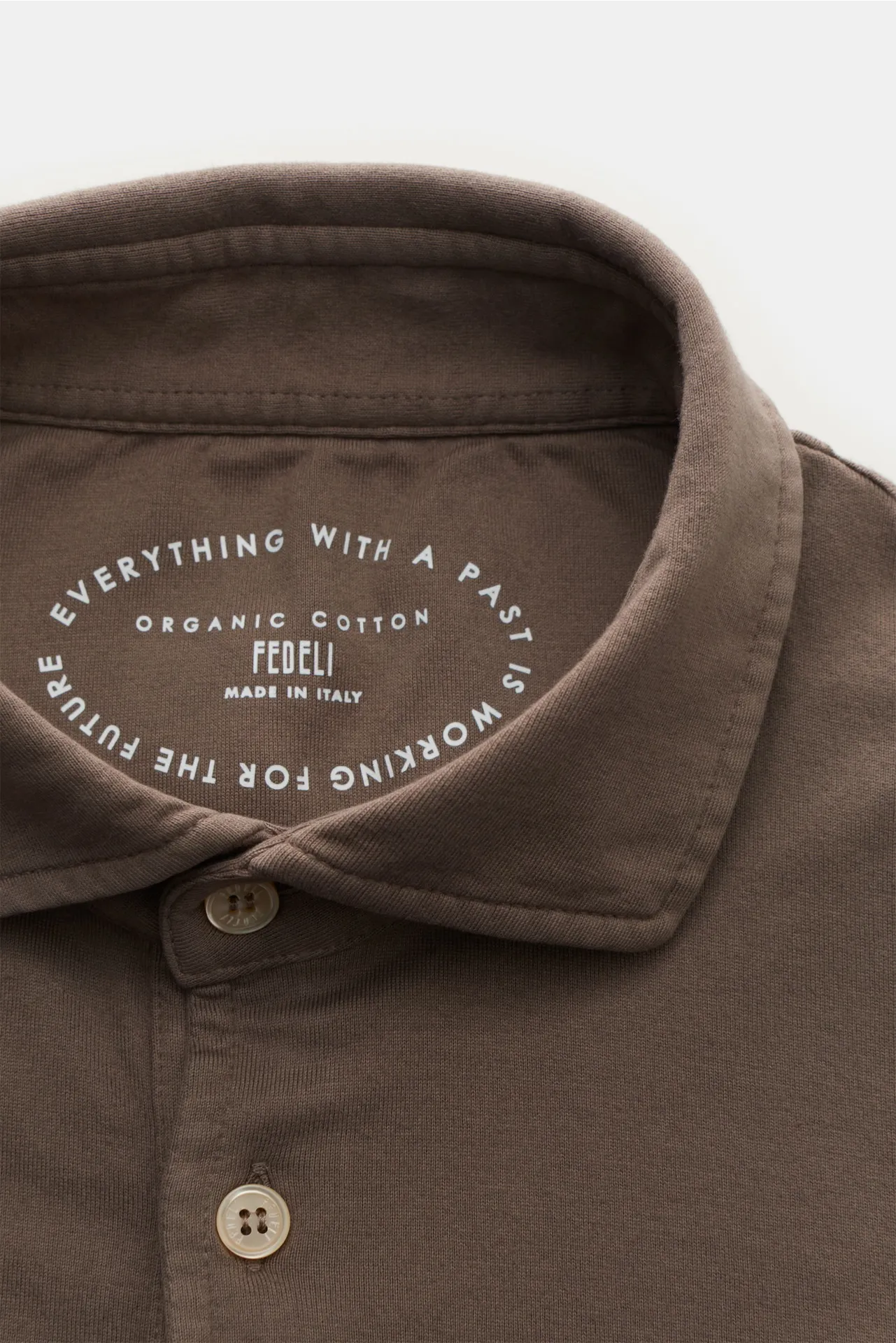 Fedeli - Herren - Jersey Longsleeve-Poloshirt 'Zero' graubraun – Bild 2