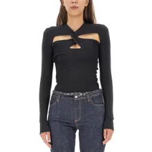 Philosophy Di Lorenzo Serafini - Cut-Out Front Mesh Top - Größe 42 - schwarz Philosophy Di Lorenzo Serafini - Cut-Out Front Mesh Top - Größe 42 - schwarz
