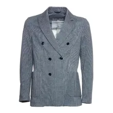 CIRCOLO 1901 - Double-Breasted Micro-Check Blazer With Classic Pa - Größe 46 - blau CIRCOLO 1901 - Double-Breasted Micro-Check Blazer With Classic Pa - Größe 46 - blau