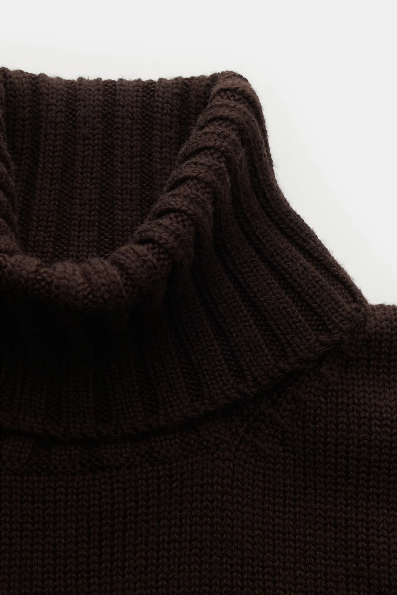 B.F. Knitwear - Herren - Merino Rollkragenpullover dunkelbraun – Bild 2