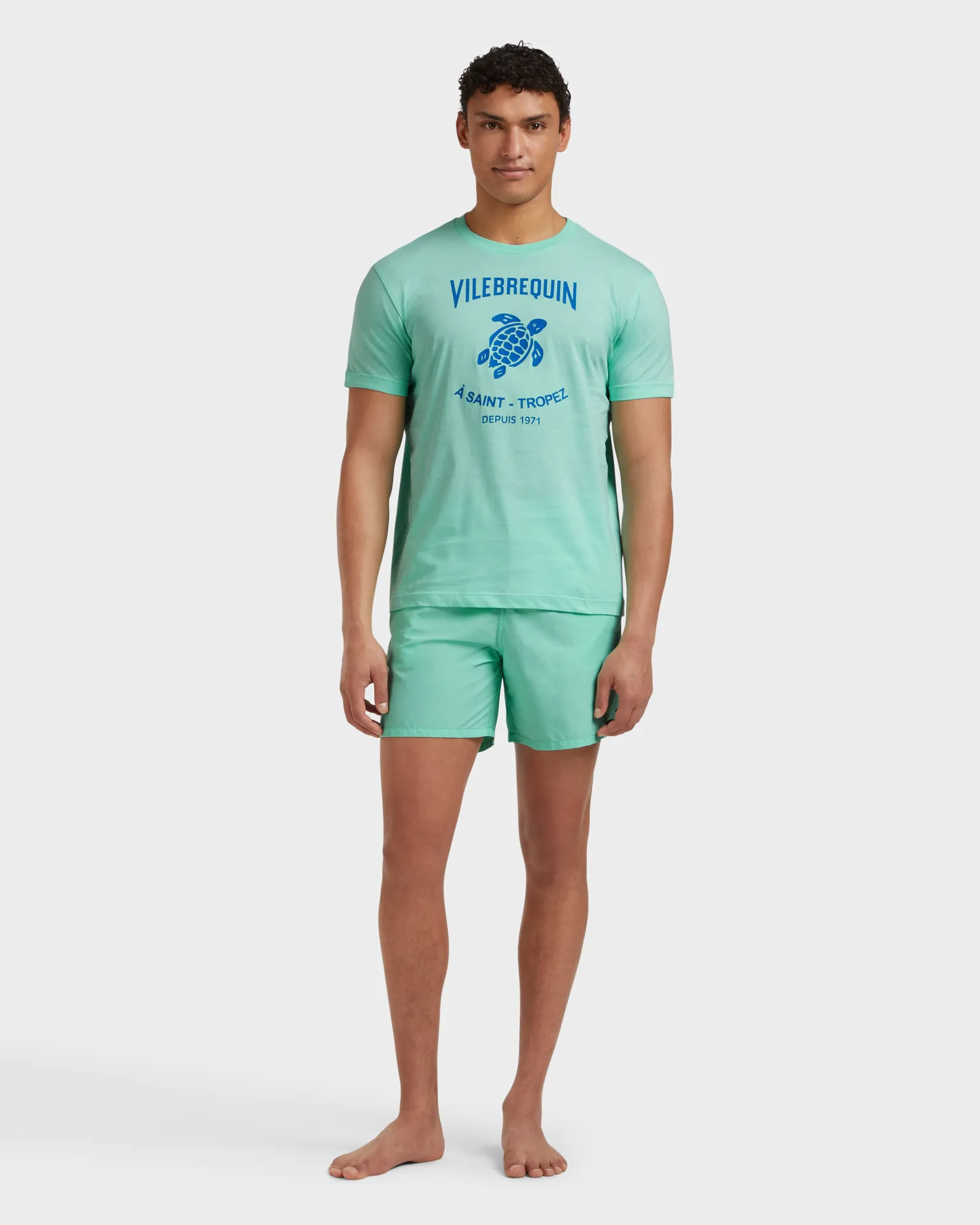 Vilebrequin - Baumwoll-t-shirt Mit Aufgedrucktem Kontrastlogo Aus Gummi Für Herren - T-shirt - Portisol - Grün - Größe L – Bild 3