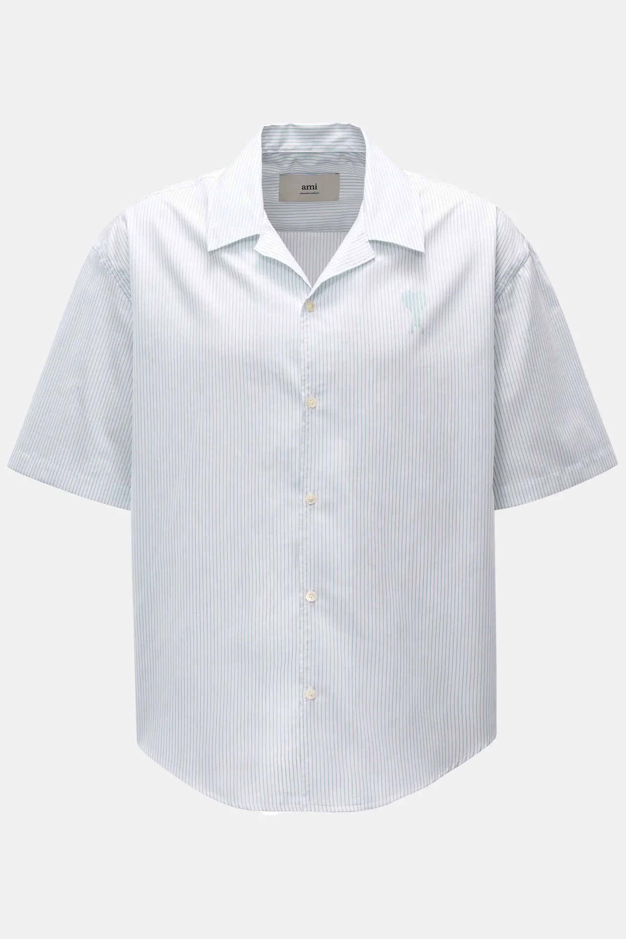Ami Paris - Herren - Kurzarmhemd Kubanischer Kragen rauchblau/weiß gestreift Ami Paris - Herren - Kurzarmhemd Kubanischer Kragen rauchblau/weiß gestreift