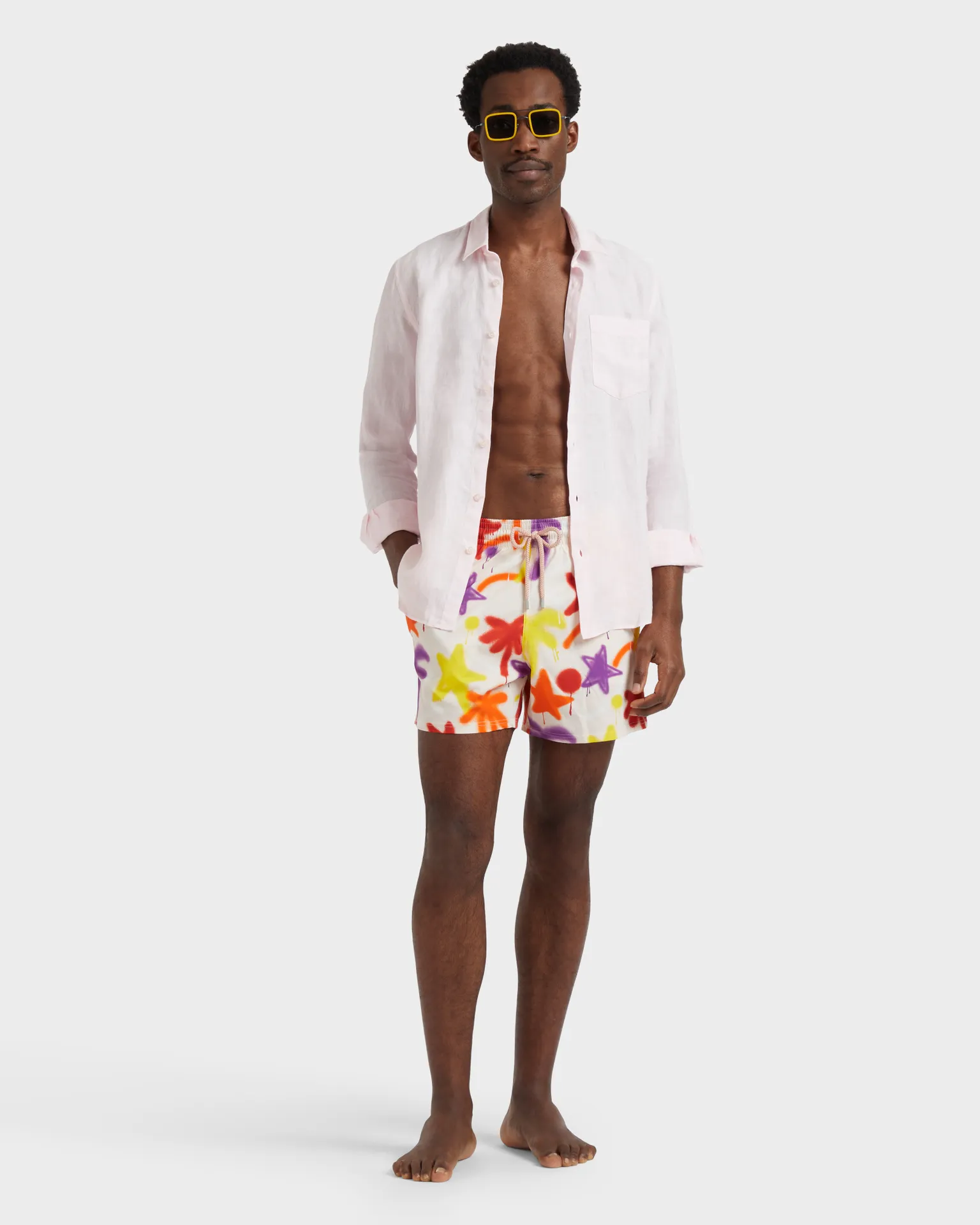 Vilebrequin - Kurze Spray Paint Stretch-badeshorts Für Herren - Vbq X Palm Angels - Bademode - Monrise - Rosa - Größe L – Bild 5