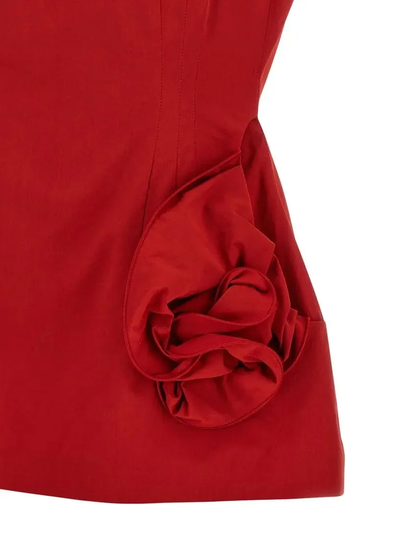 Magda Butrym - Hourglass Silhouette Top With 3D Floral Pockets - Größe 36 - rot – Bild 2