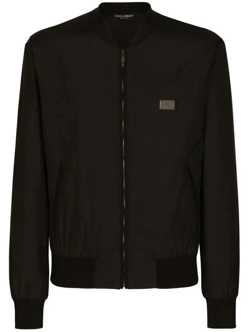 Dolce&Gabbana - Fitted Black Bomber Jacket With Ribbed Details - Größe 50 - schwarz Dolce&Gabbana - Fitted Black Bomber Jacket With Ribbed Details - Größe 50 - schwarz