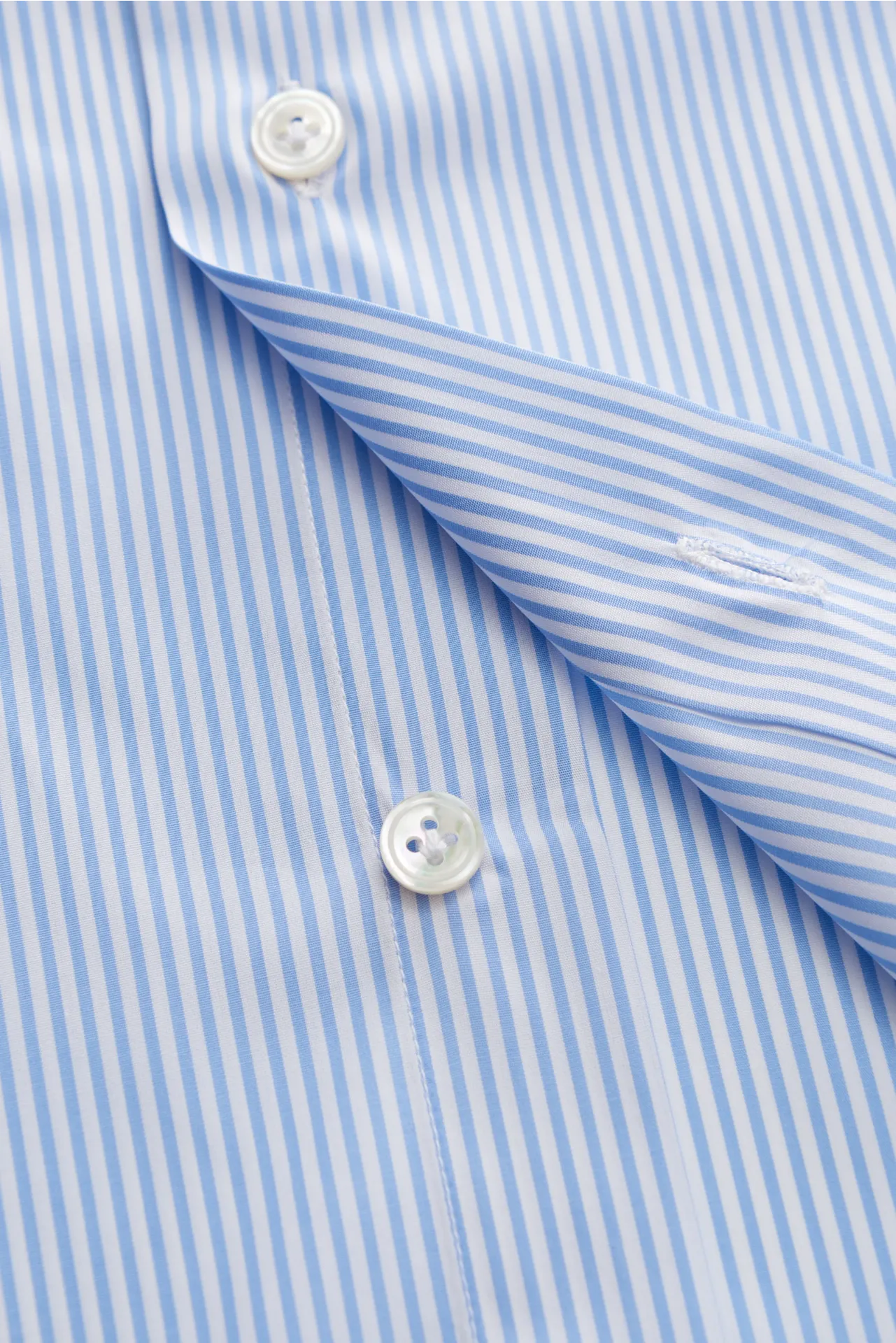 Finamore - Herren - Business Hemd 'Sergio Milano' Haifisch-Kragen hellblau/weiß gestreift – Bild 3