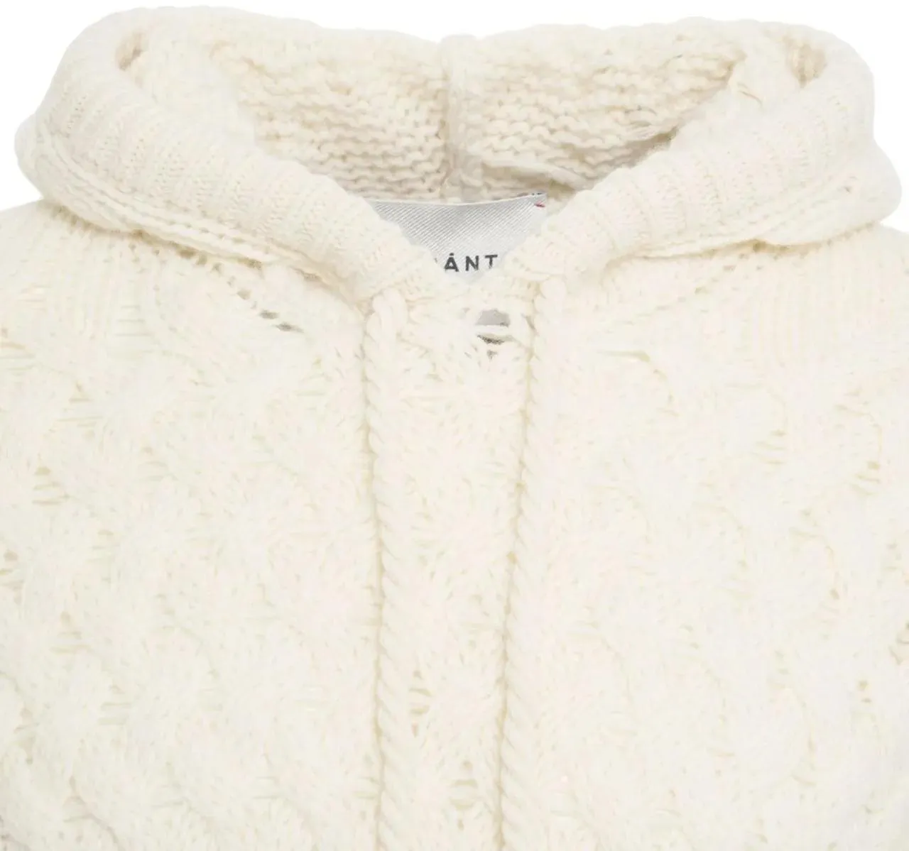 Amaranto - Cable knit hoodie - Größe L - weiß – Bild 3